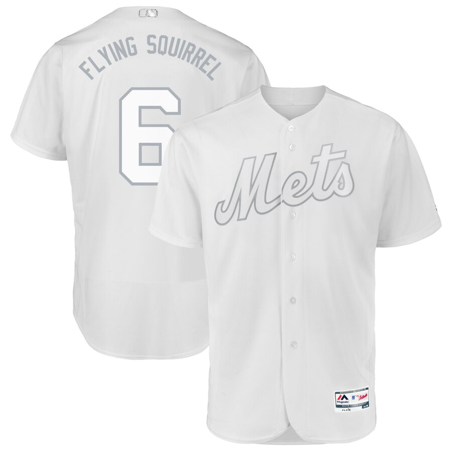 Men New York Mets #6 Flying Squirrel white MLB Jerseys